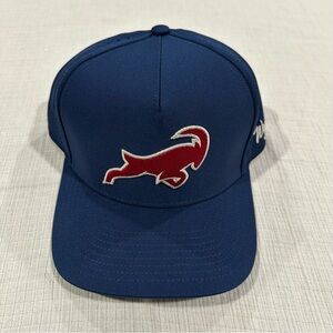 Waggle Bighorn Navy Blue Snapback Golf Vented Cap with Red Embroidered Logo